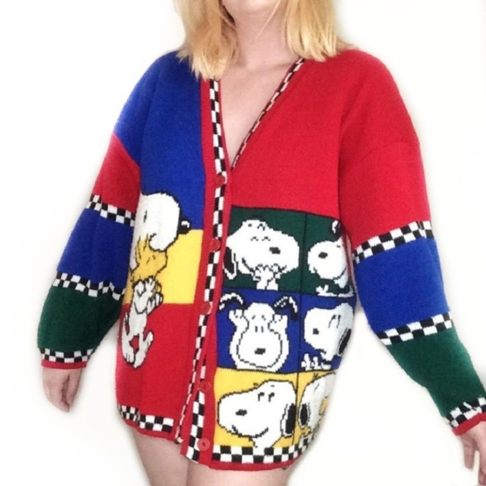 90's Color Block Snoopy Peanuts Vintage Sweater